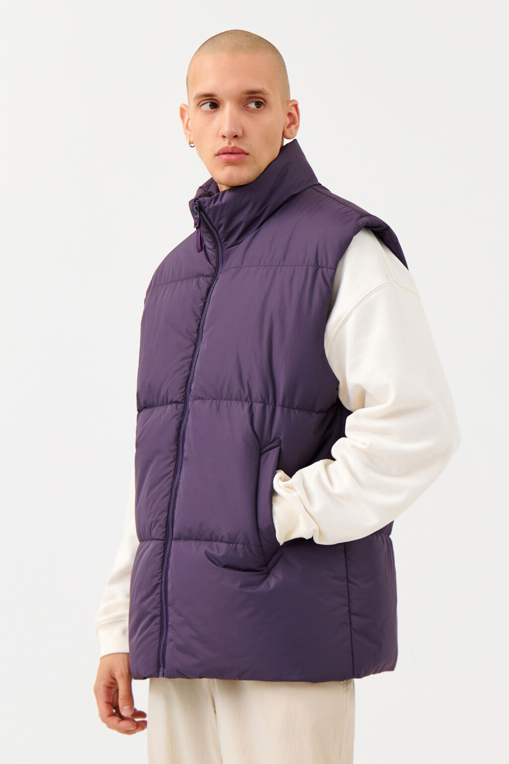Жилет стеганый утепленный - цвет фиолетовый - 3