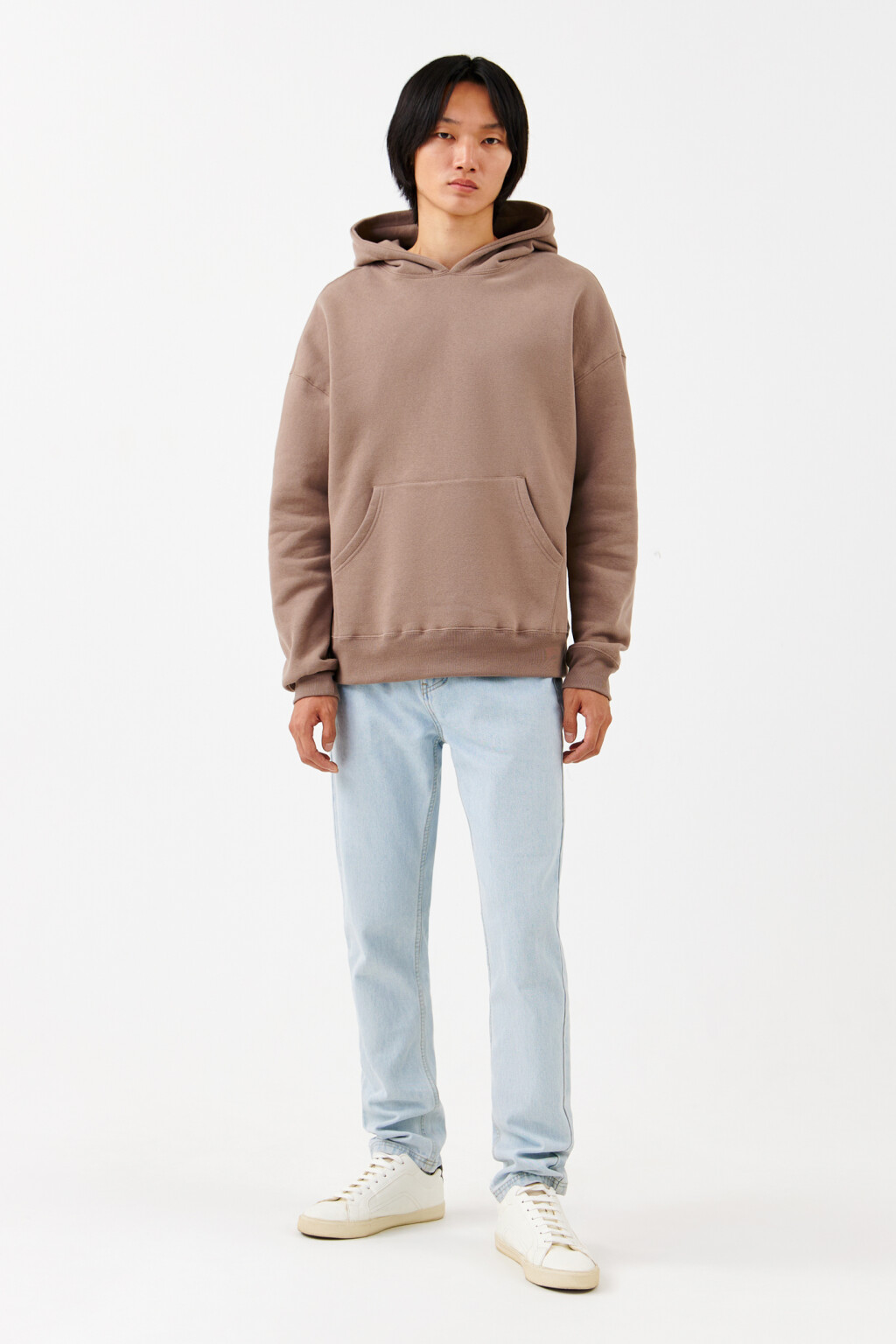Толстовка хлопковая с капюшоном и карманом - цвет коричневый - 4