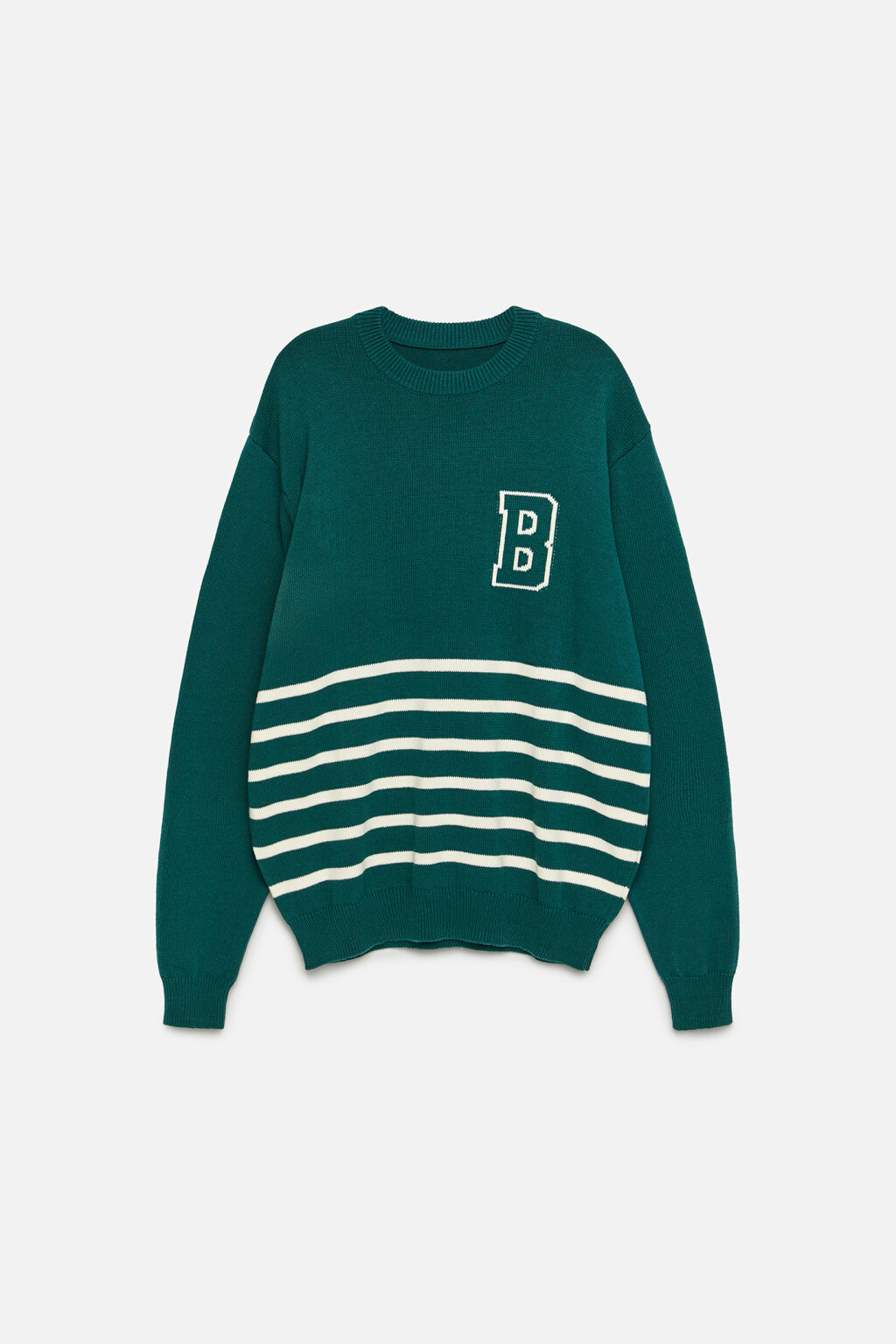 Джемпер хлопковый вязаный с принтом - цвет зеленый - 7