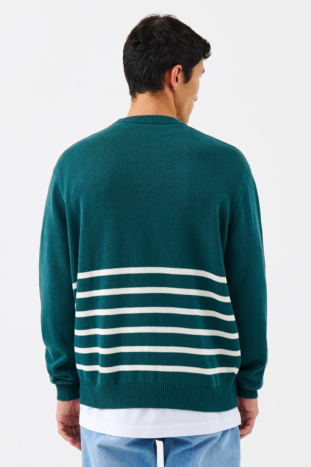 Джемпер хлопковый вязаный с принтом - цвет зеленый - 3