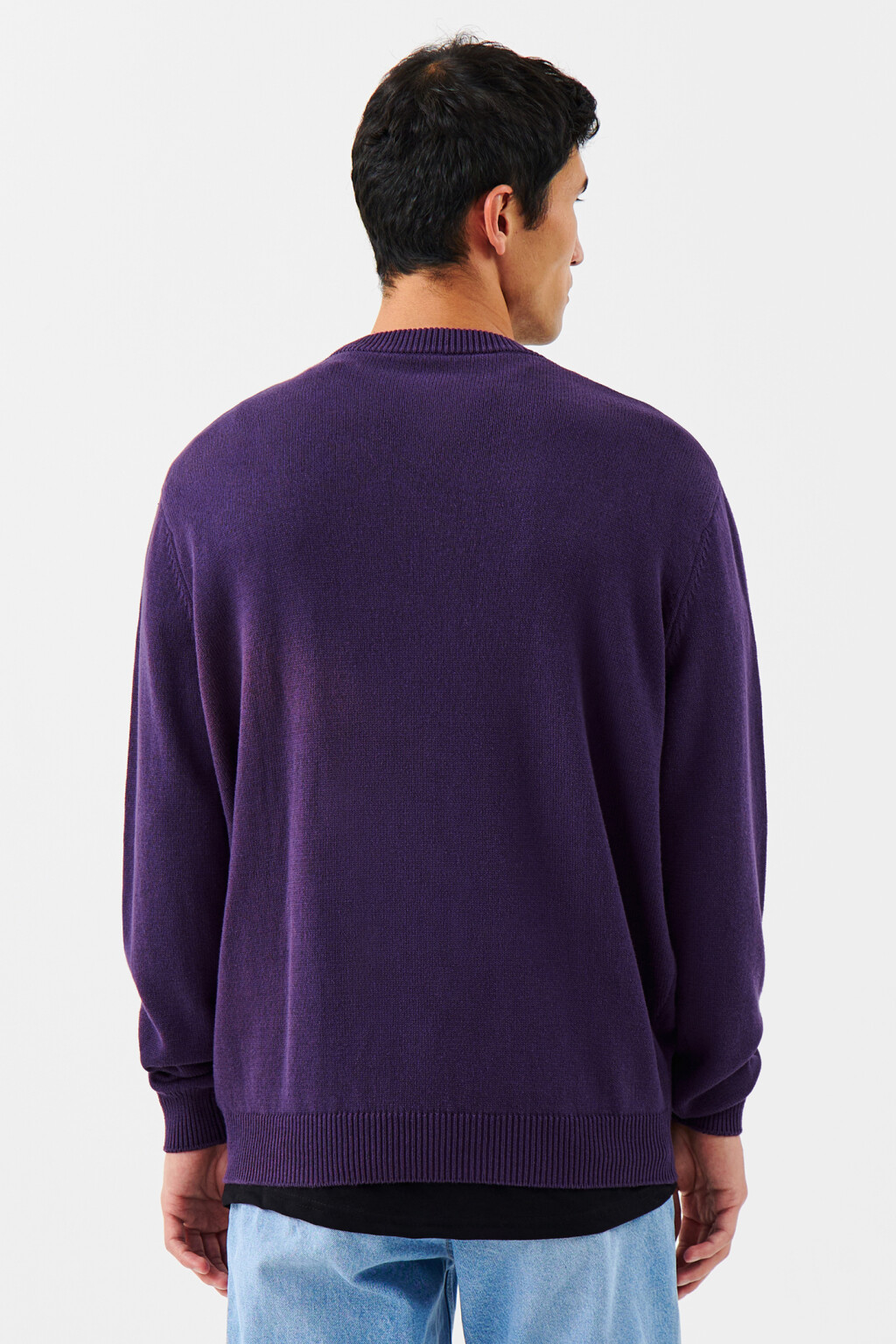 Джемпер хлопковый вязаный с принтом - цвет фиолетовый - 4