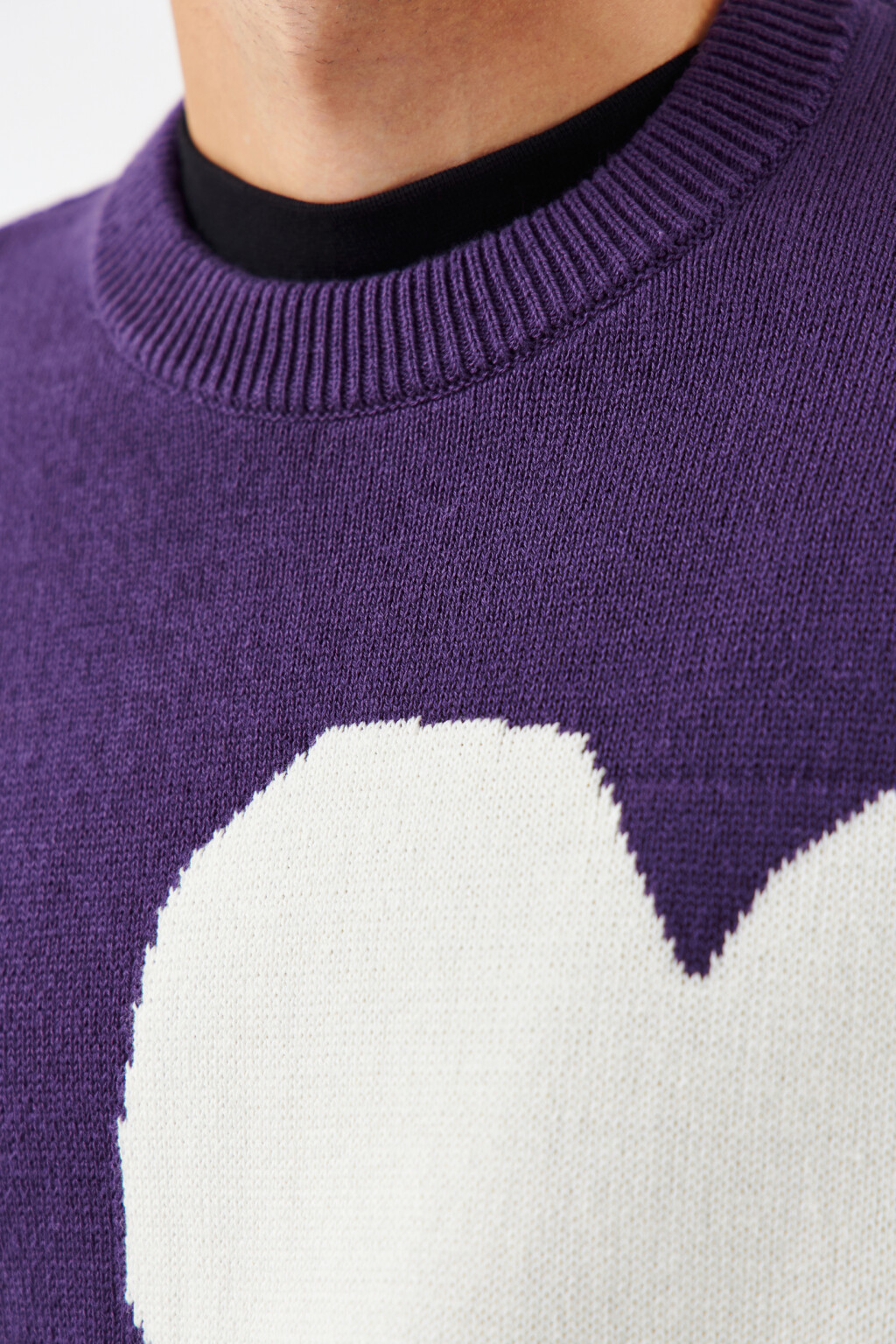 Джемпер хлопковый вязаный с принтом - цвет фиолетовый - 6