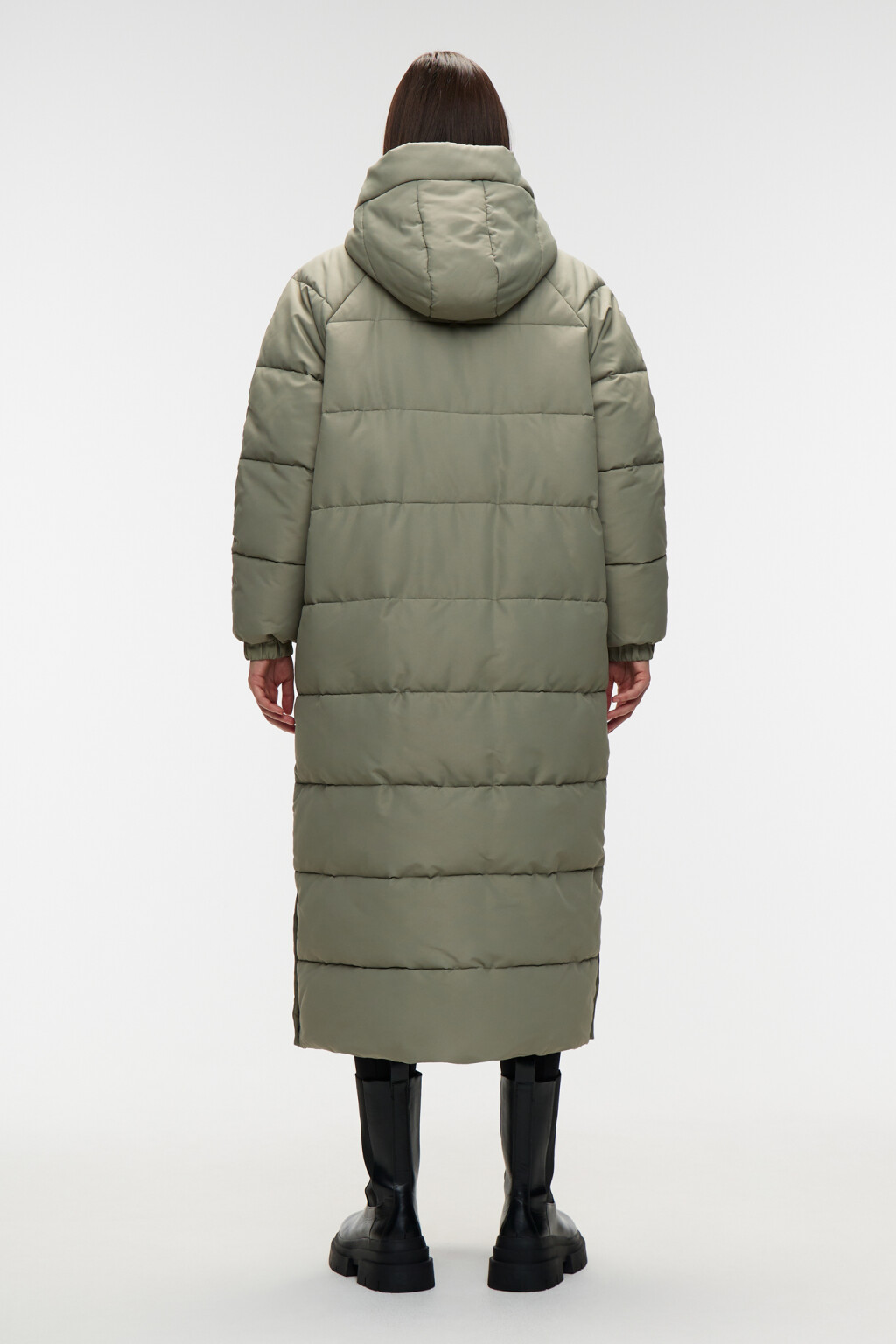 Пальто зимнее стеганое с капюшоном - цвет мятный - 3