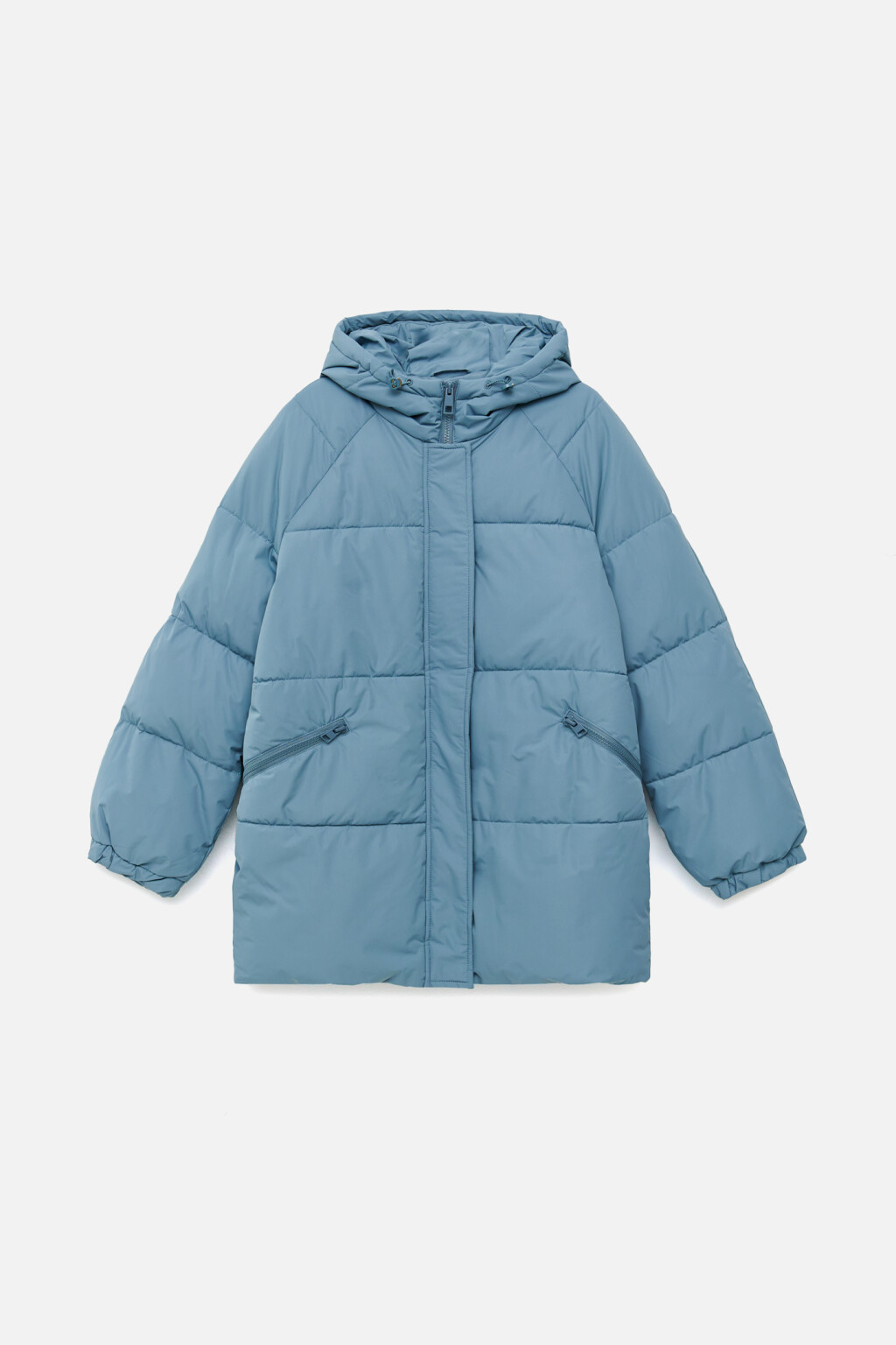 Пуховик стеганый демисезонный с капюшоном - цвет голубой - 7