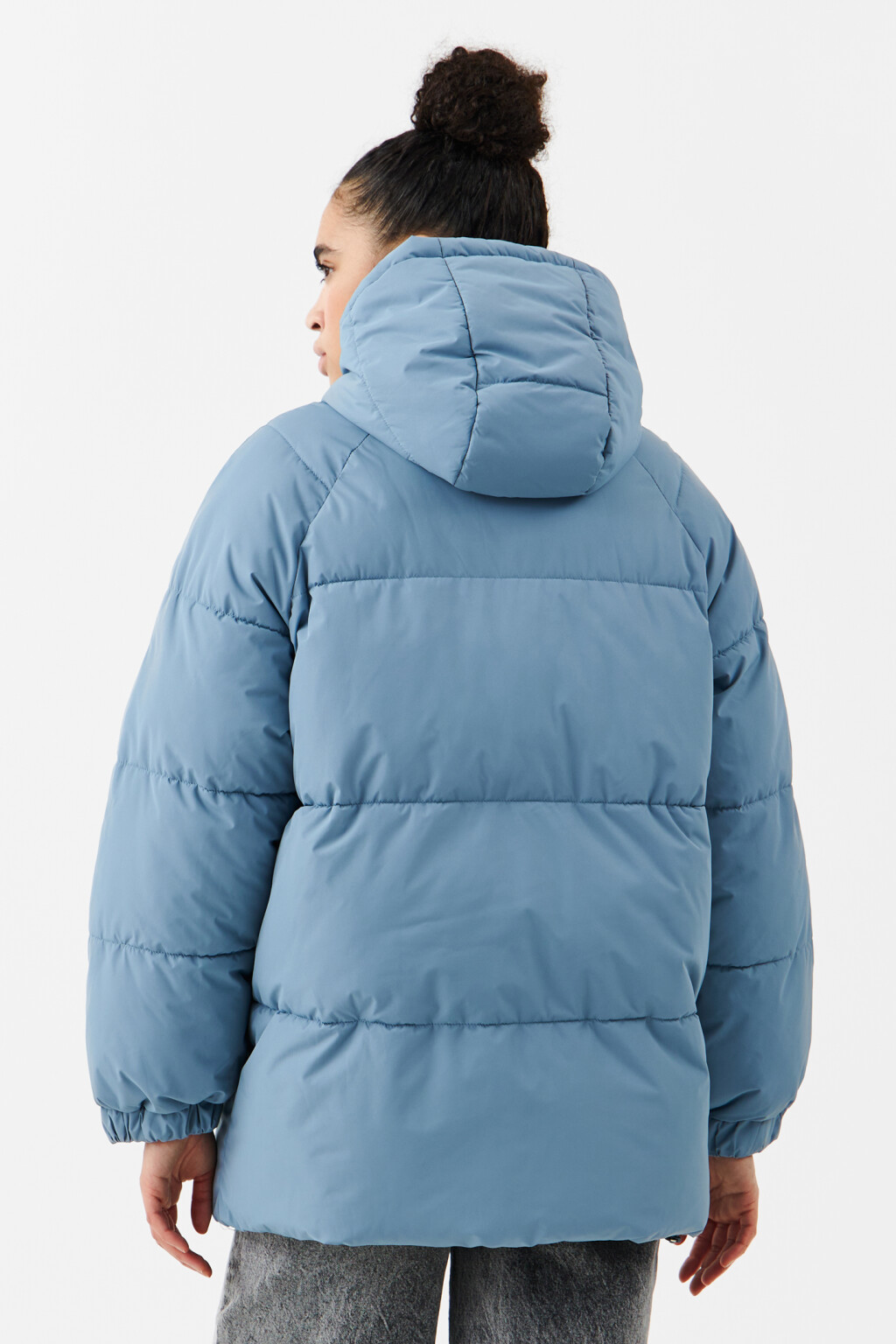 Пуховик стеганый демисезонный с капюшоном - цвет голубой - 3