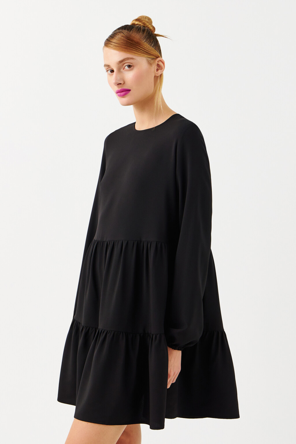 Платье бэбидолл с ярусной юбкой - цвет черный - 2