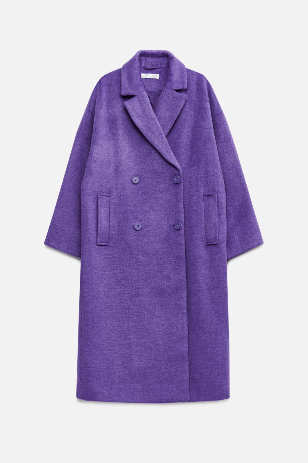 Пальто драповое двубортное - цвет фиолетовый - 8