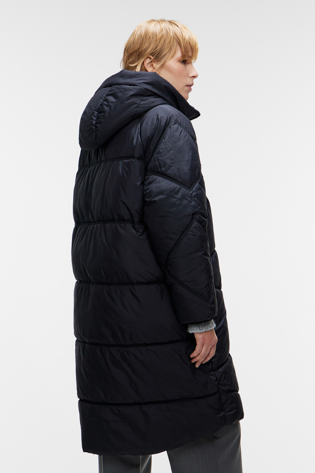 Пальто зимнее стеганое утепленное - цвет черный - 3