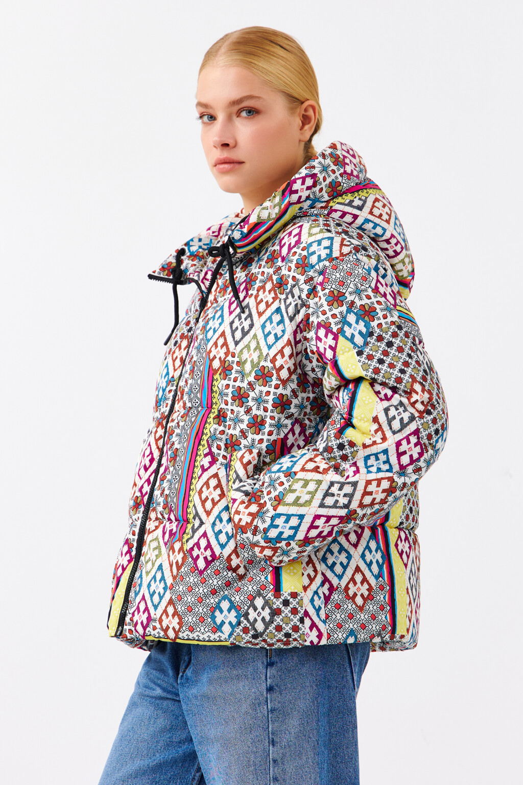 Куртка зимняя стеганая с капюшоном - цвет мультиколор - 2