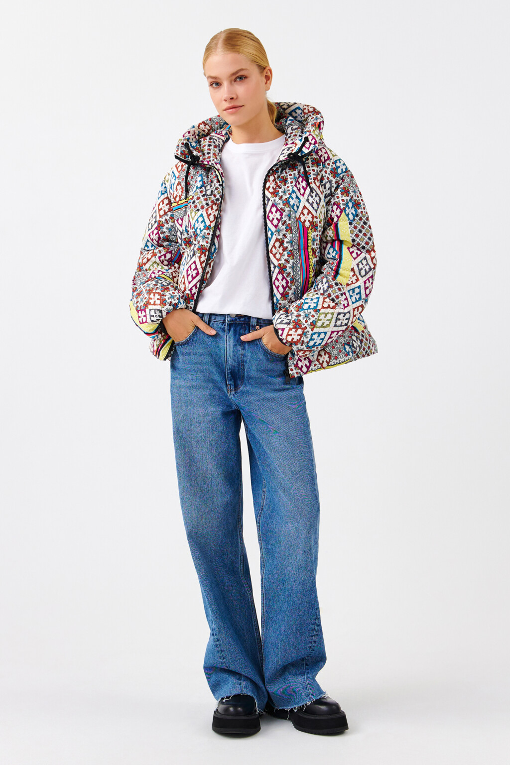 Куртка зимняя стеганая с капюшоном - цвет мультиколор - 4