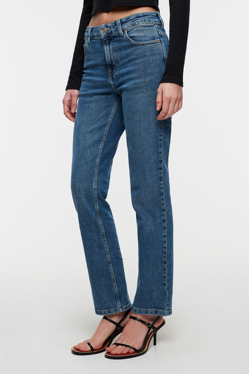 Джинсы прямые со средней посадкой - цвет голубой - 2