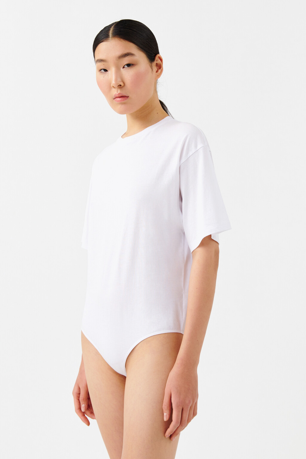 боди хлопковое с короткими рукавами - цвет белый - 2