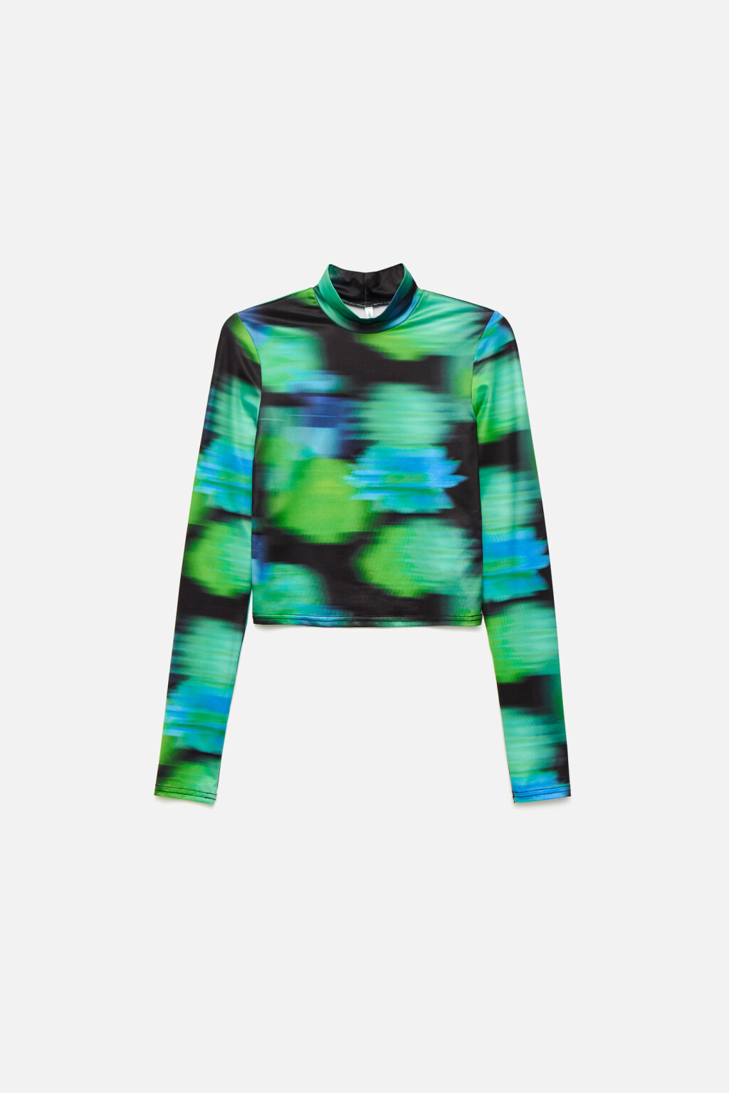 Лонгслив укороченный с воротником-стойкой - цвет зеленый - 7