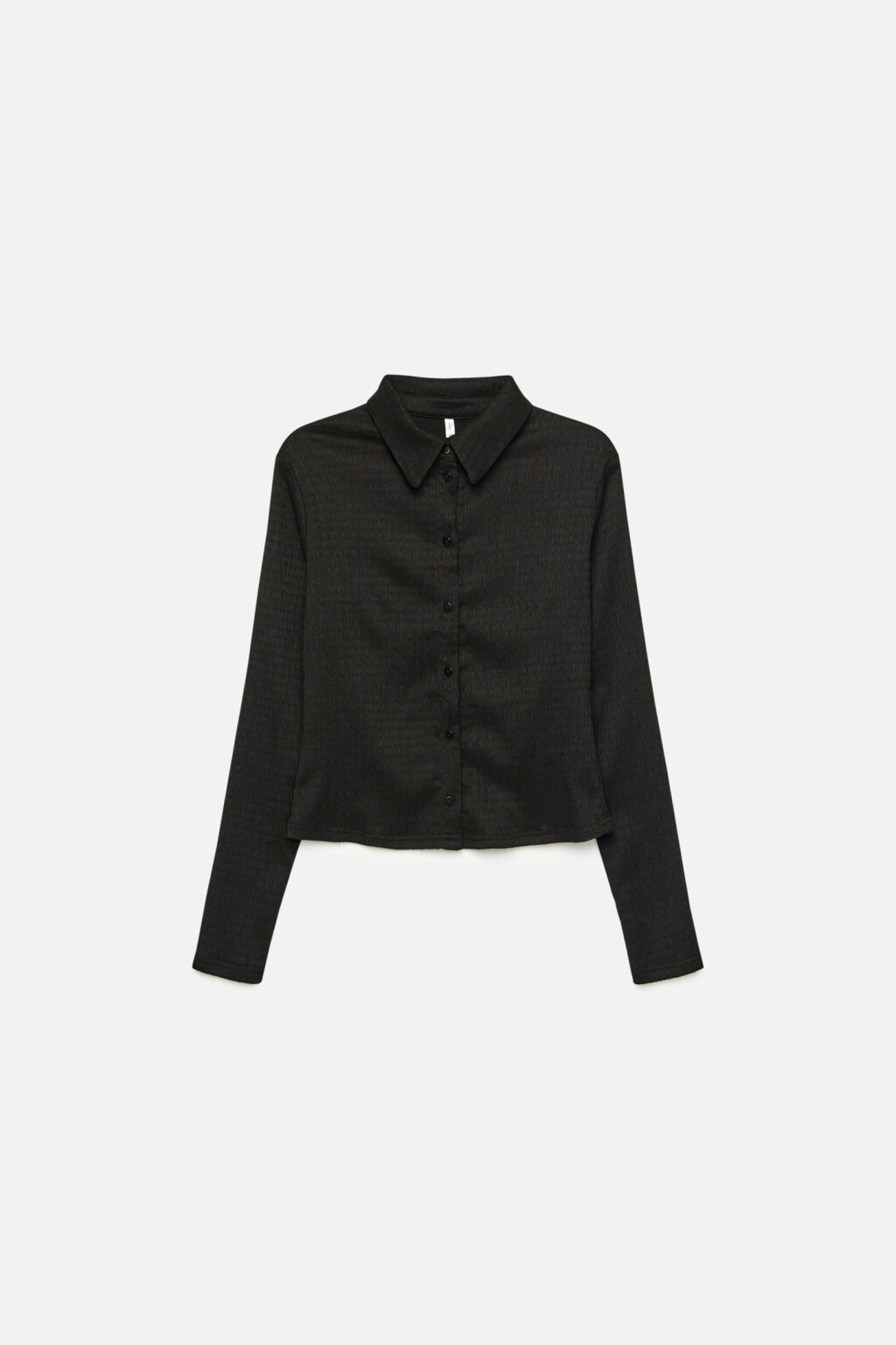 Блузка-рубашка укороченная облегающая - цвет черный - 7