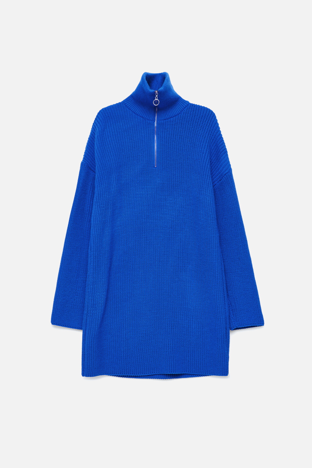 Платье миди толстой вязки с воротником - цвет синий - 7