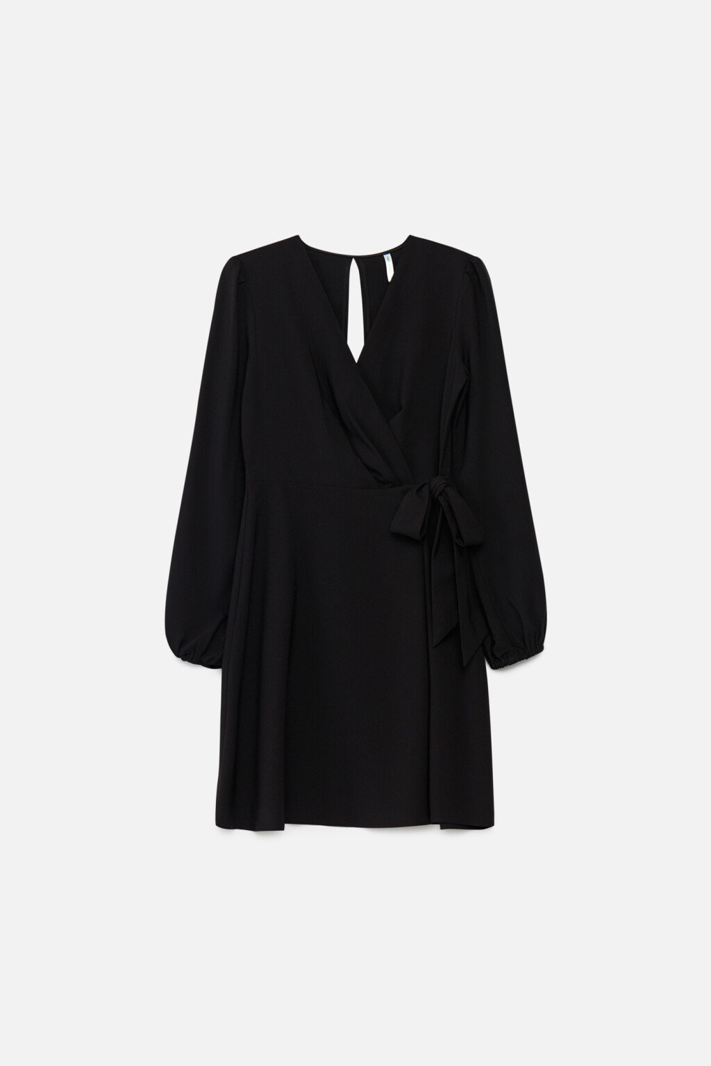 Платье мини на запах с поясом - цвет черный - 7
