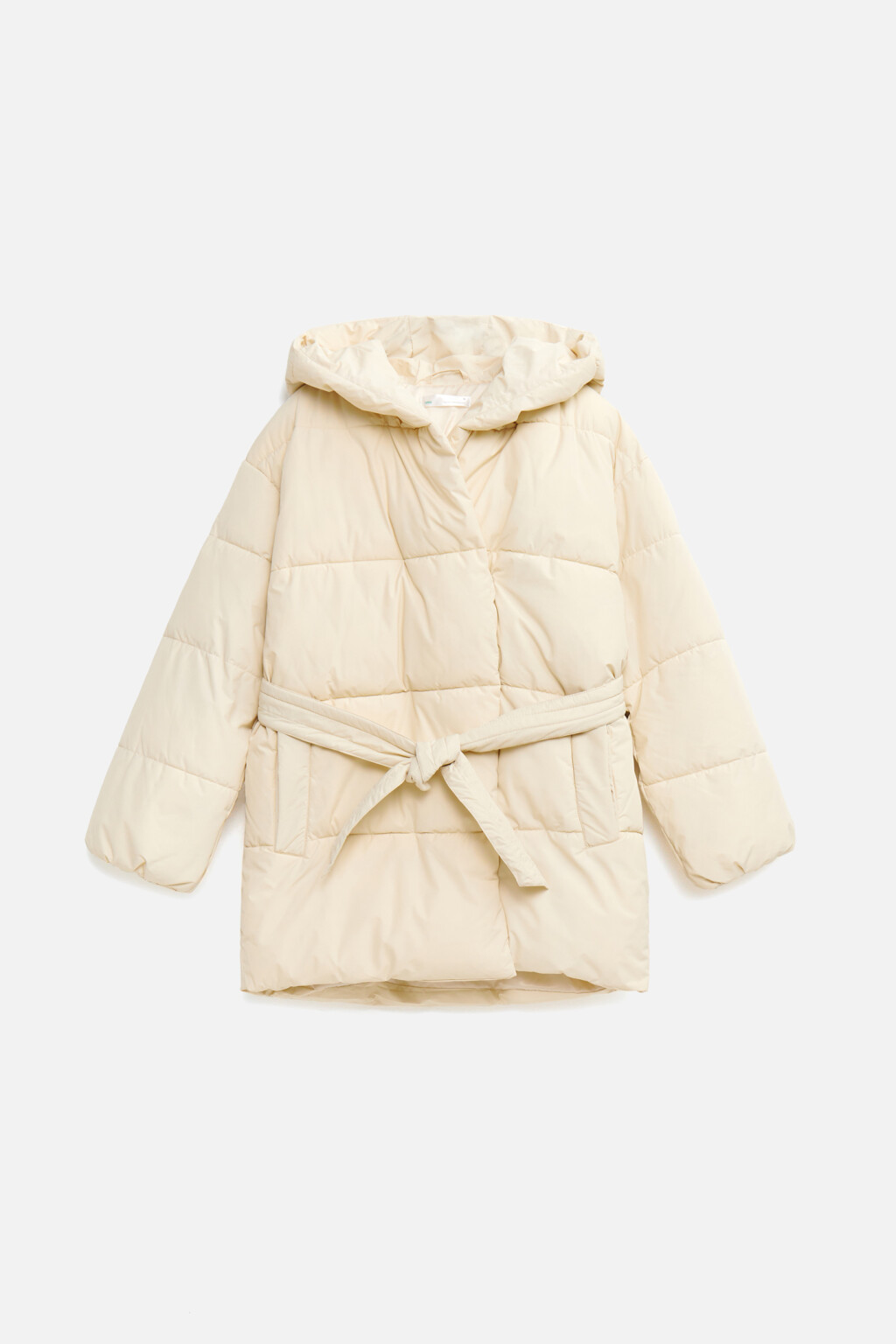 Куртка зимняя с капюшоном и поясом - цвет бежевый - 8