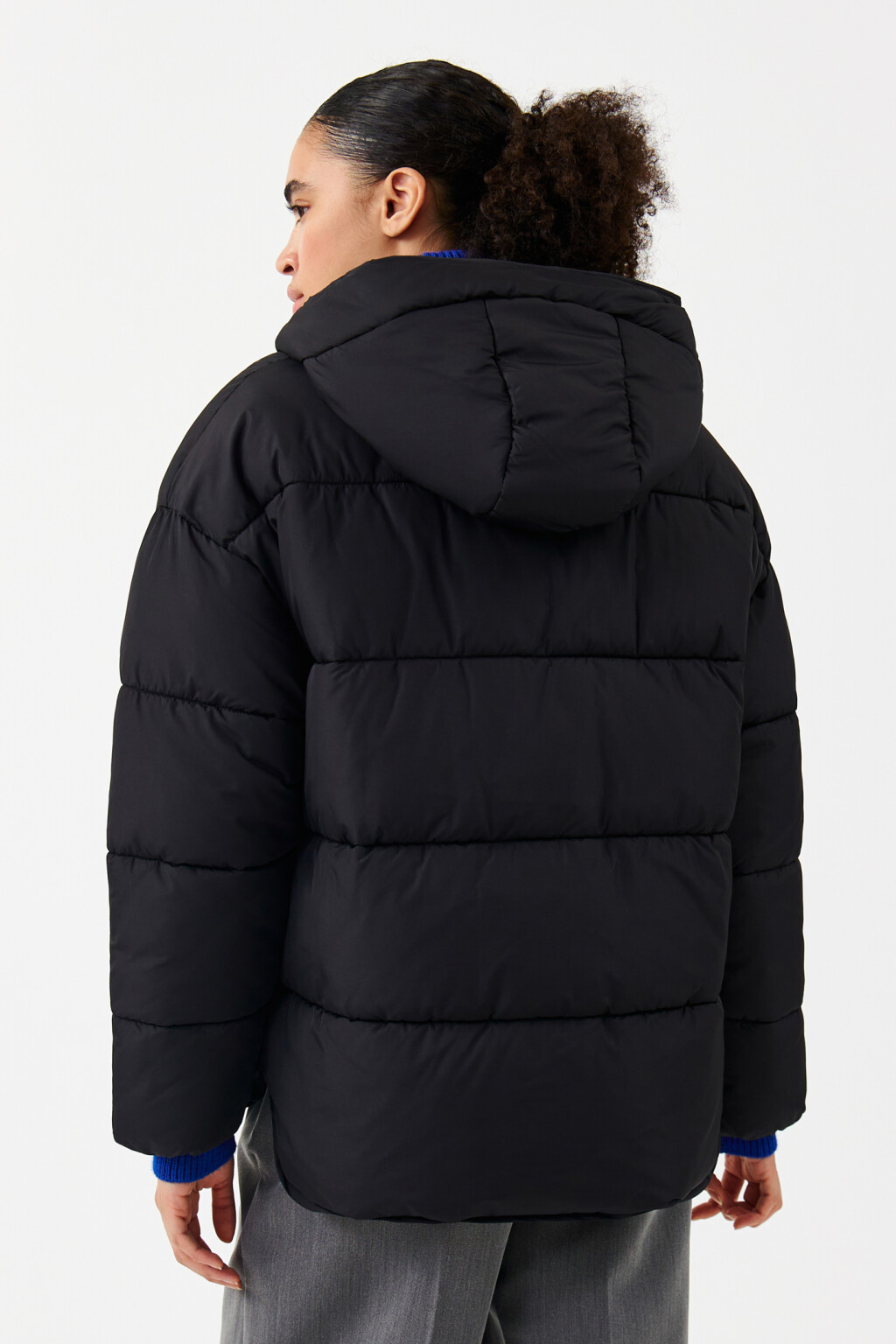 Куртка oversize стеганая с капюшоном - цвет черный - 3