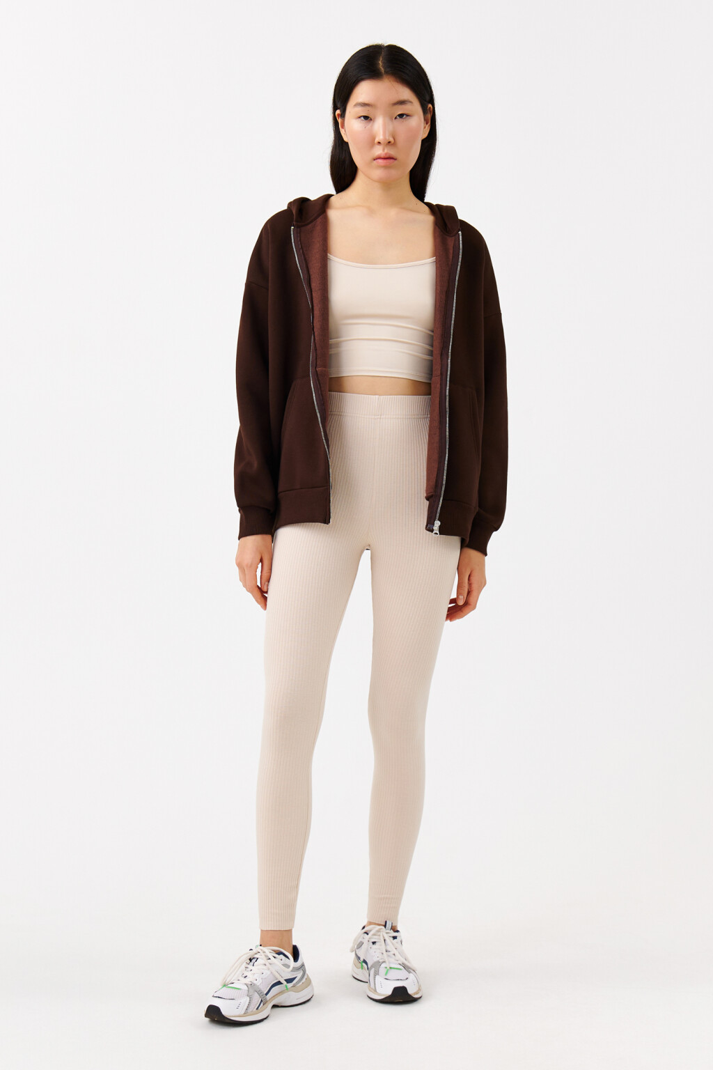 Леггинсы хлопковые в крупный рубчик - цвет бежевый - 7