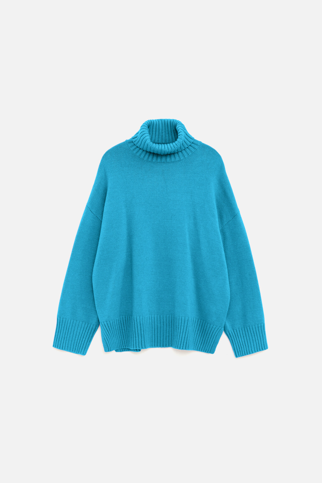 Свитер SWEATER свободный с боковыми разрезами - цвет голубой - 9