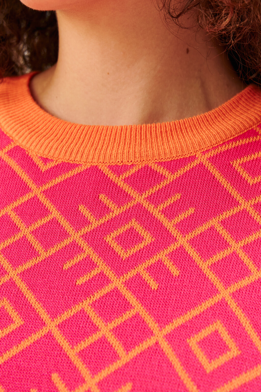 Свитер oversize вязаный с принтом - цвет розовый - 6