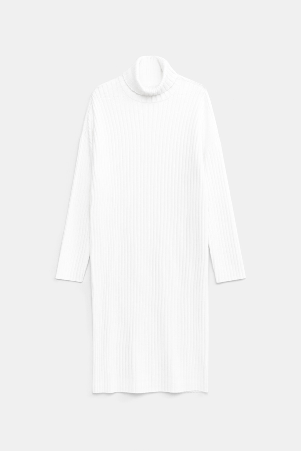 Платье миди вязаное с воротником гольф - цвет белый - 7