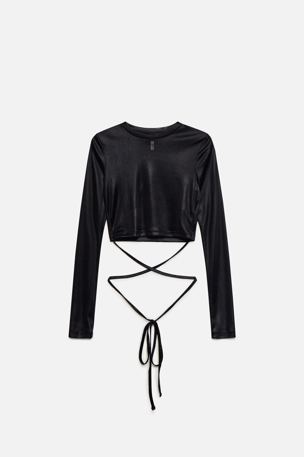 Лонгслив блестящий с завязками на талии - цвет черный - 7