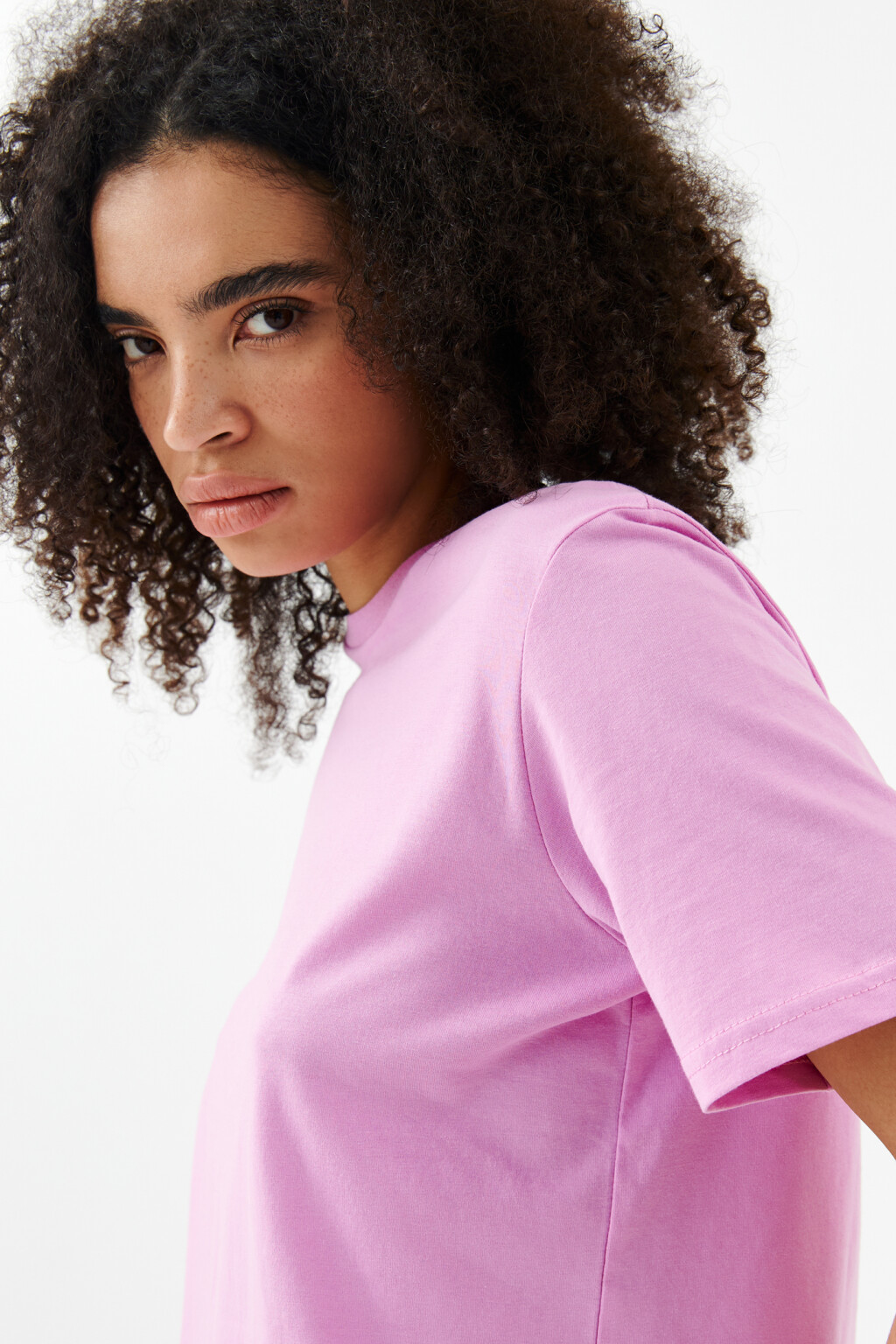 Футболка базовая хлопковая oversize - цвет розовый - 5