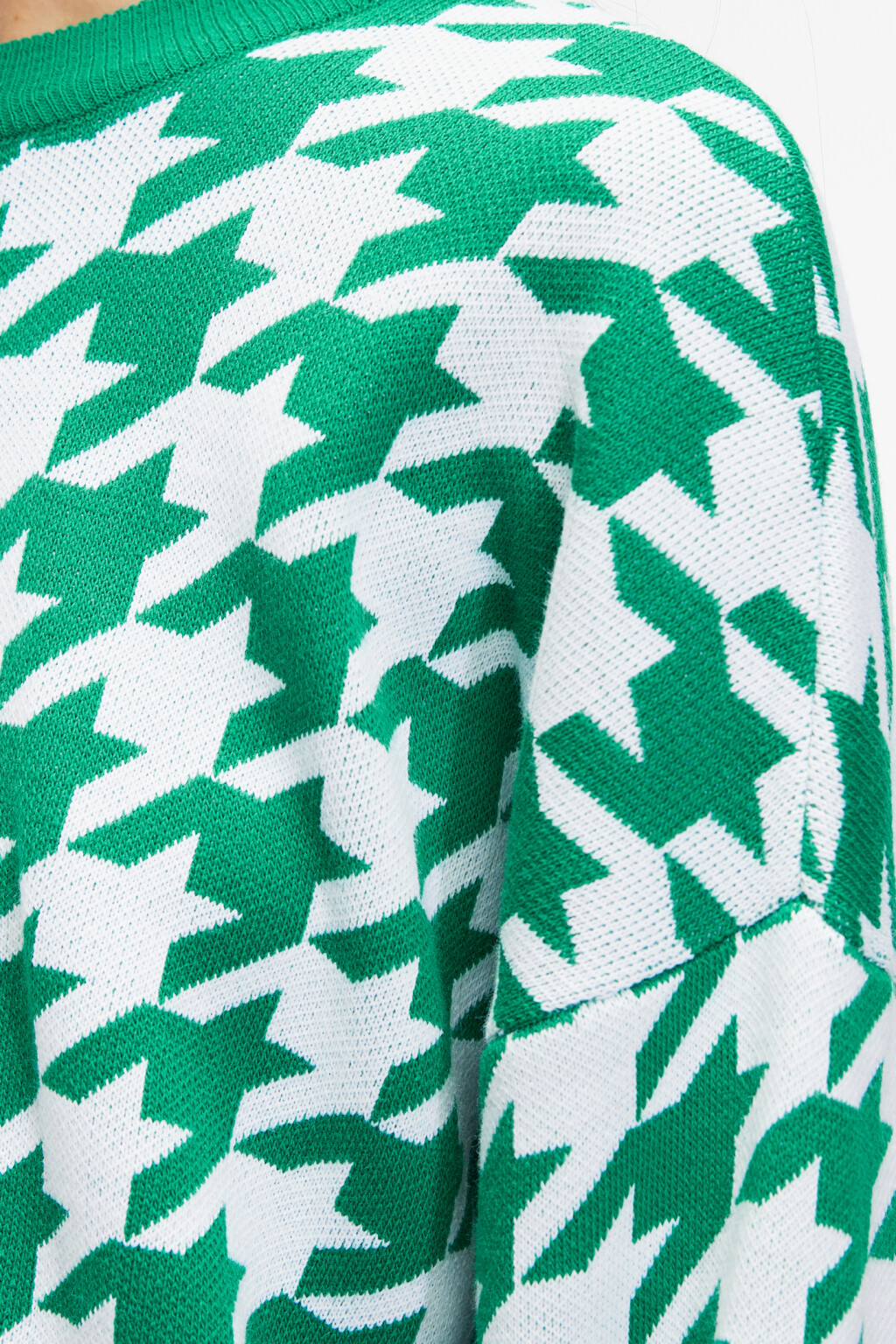 Джемпер oversize с принтом гусиная лапка - цвет зеленый - 5