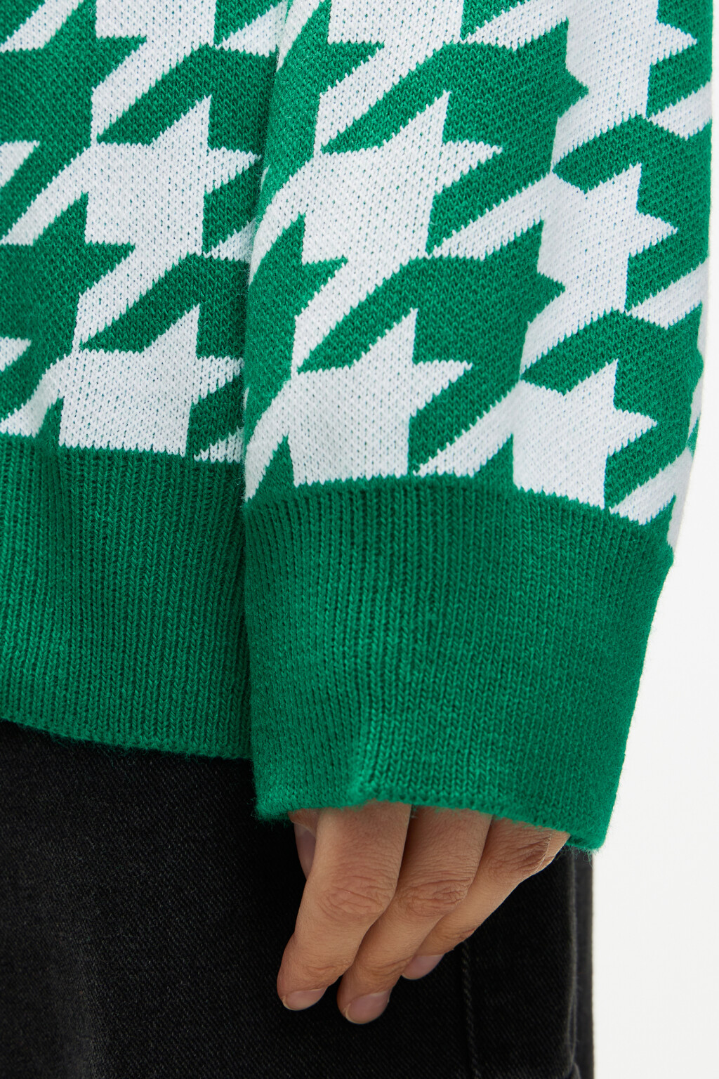 Джемпер oversize с принтом гусиная лапка - цвет зеленый - 6