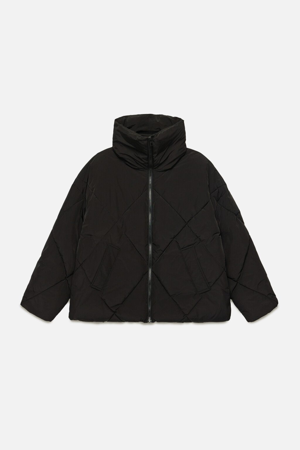 Пуховик стеганый с высоким воротником - цвет черный - 8