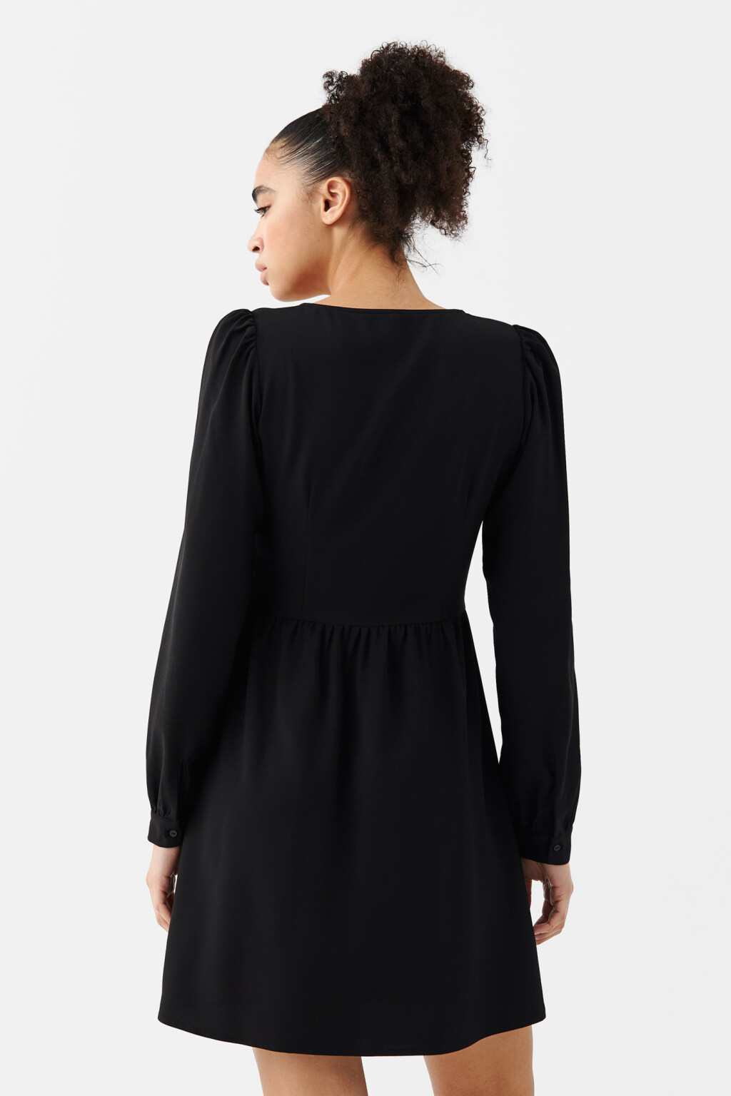 Платье приталенное с V-образным вырезом - цвет черный - 3