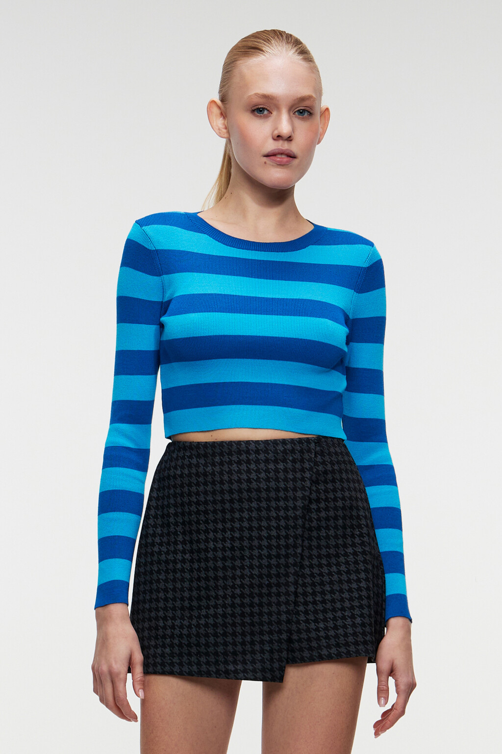 Джемпер вискозный облегающий тонкой вязки - цвет синий - 1