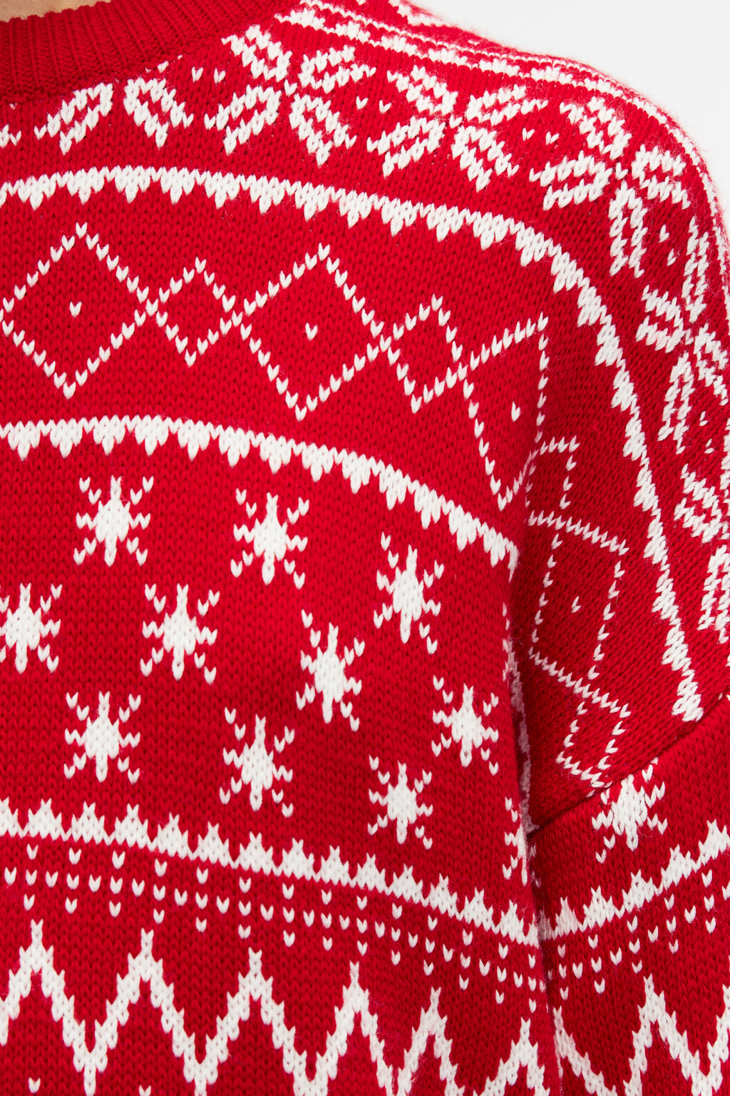 Джемпер вязаный с новогодним принтом - цвет красный - 5