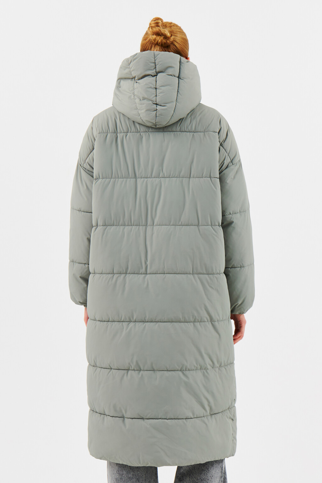 Пуховик зимний стеганый с капюшоном - цвет мятный - 3