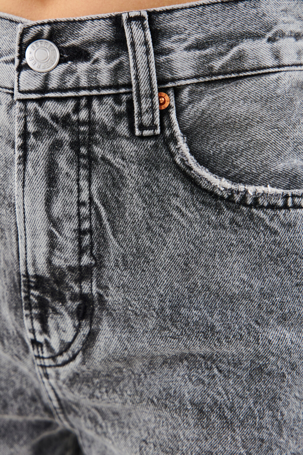 Джинсы широкие с потертостями - цвет серый - 5
