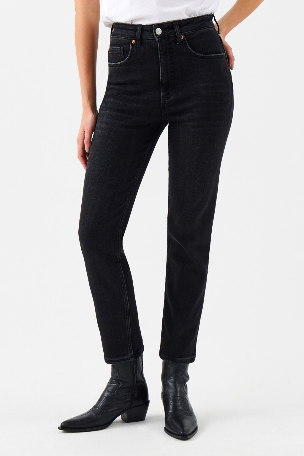 Джинсы mom slim с высокой посадкой - цвет серый - 1