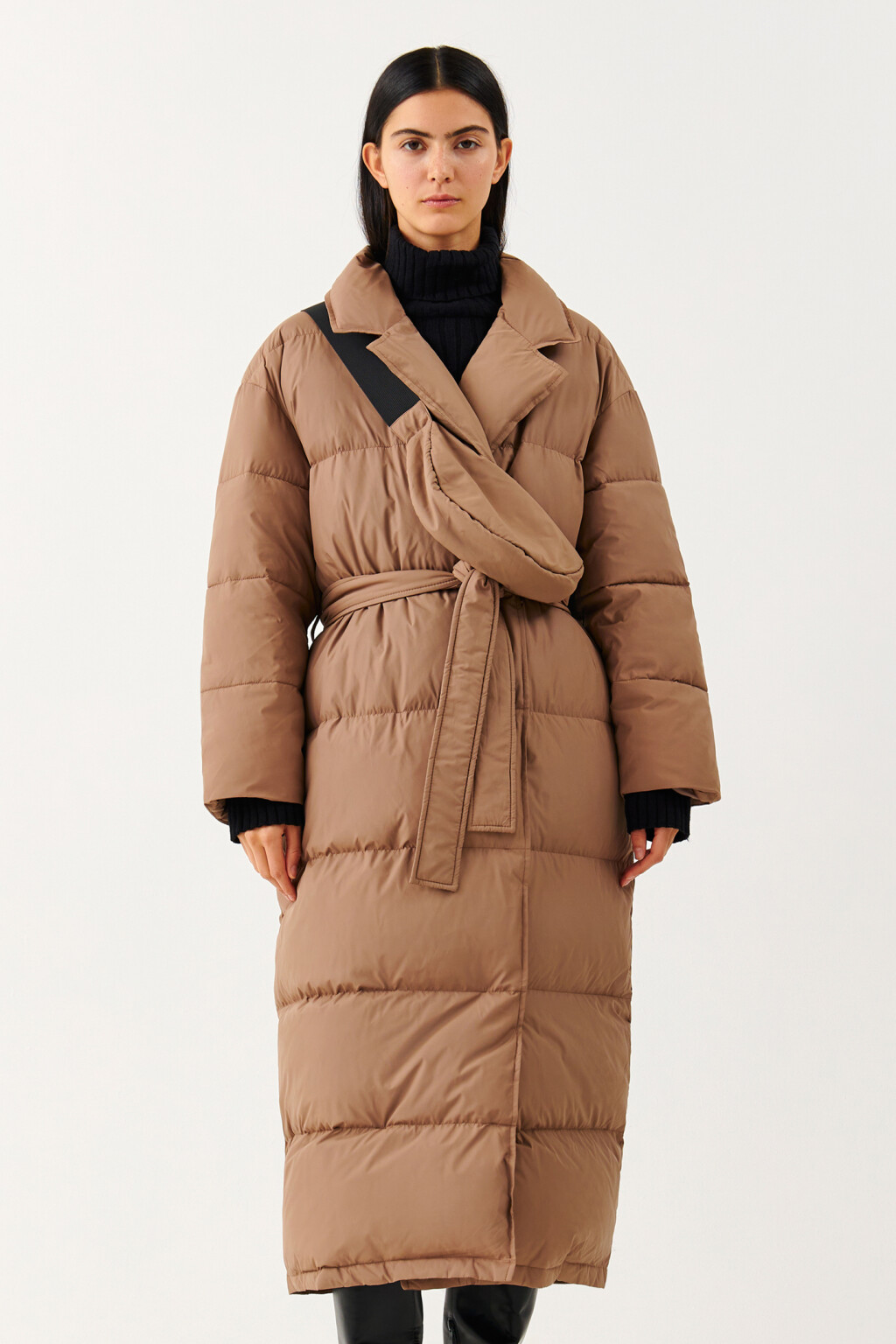 Пальто на натуральном утеплителе с сумкой - цвет коричневый - 8
