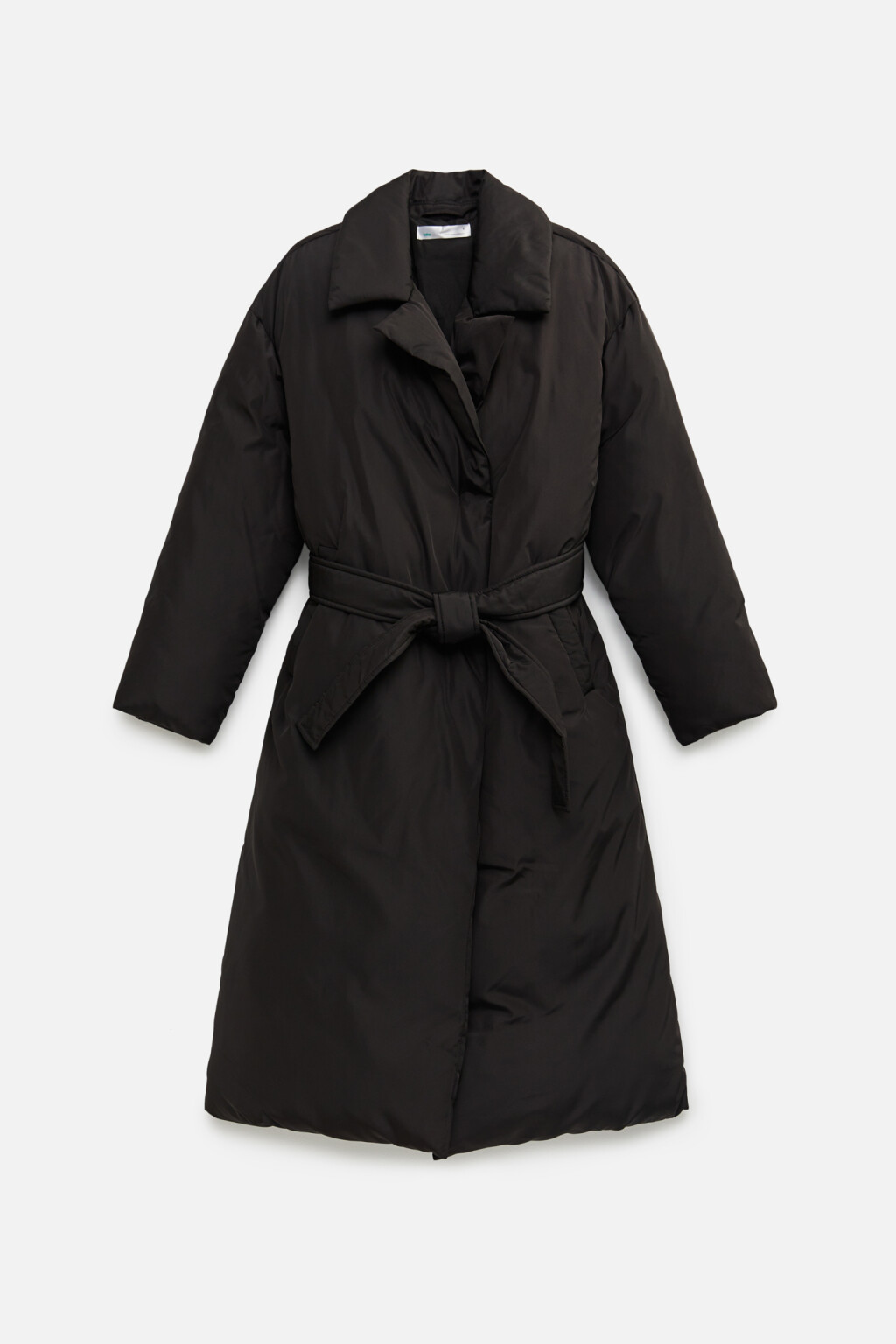 Пальто длинное утепленное с поясом - цвет черный - 7