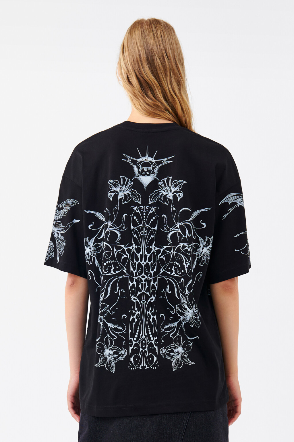 Футболка oversize с тату-принтом - цвет черный - 3