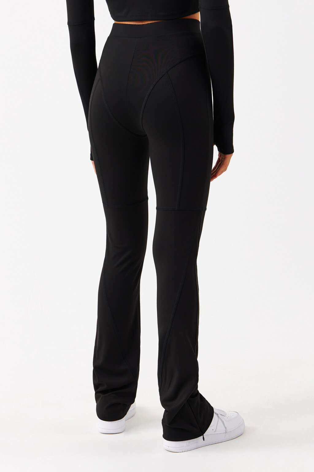 Брюки клеш спортивные с разрезами снизу - цвет черный - 3