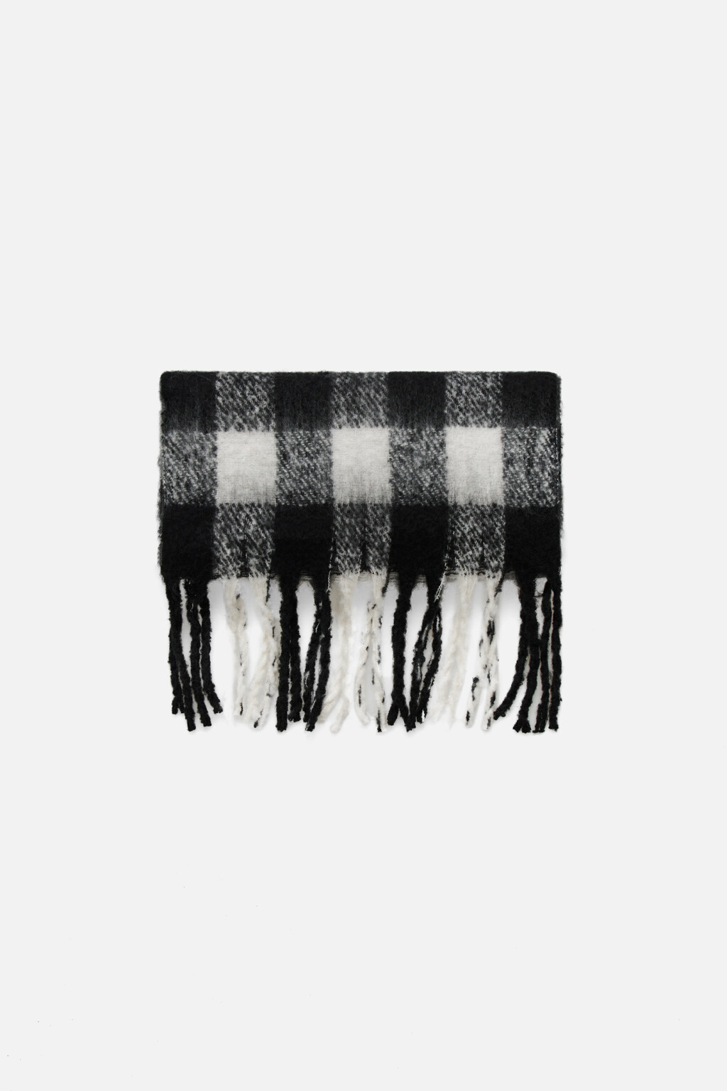 Шарф плюшевый клетчатый с бахромой - цвет мультиколор - 1