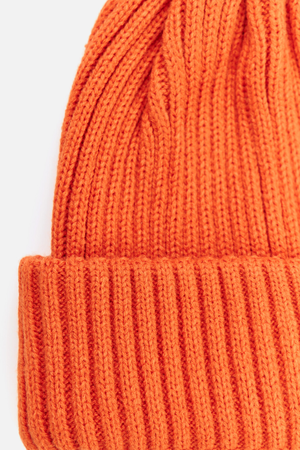 Шапка бини вязаная в рубчик - цвет оранжевый - 2