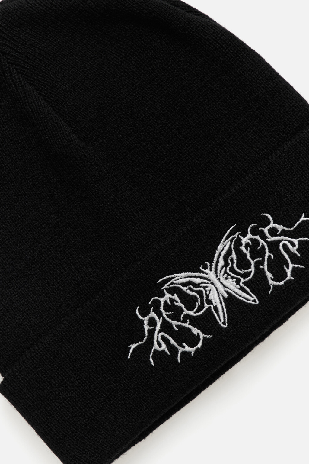 Шапка бини с принтом-вышивкой - цвет черный - 2