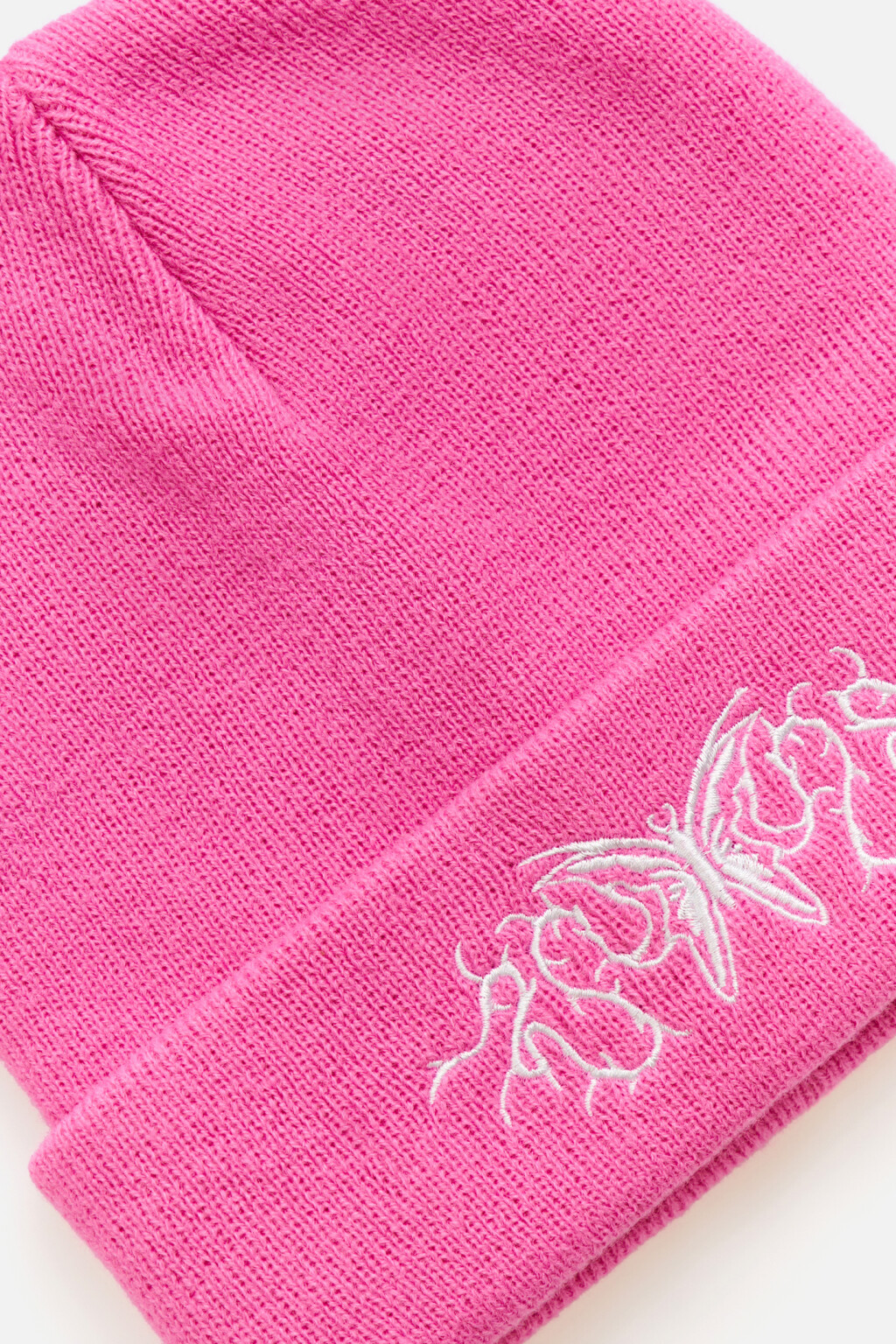 Шапка бини с принтом-вышивкой - цвет розовый - 2