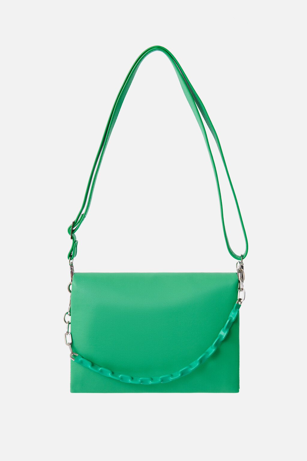Сумка-кроссбоди с декоративной цепью - цвет зеленый - 1