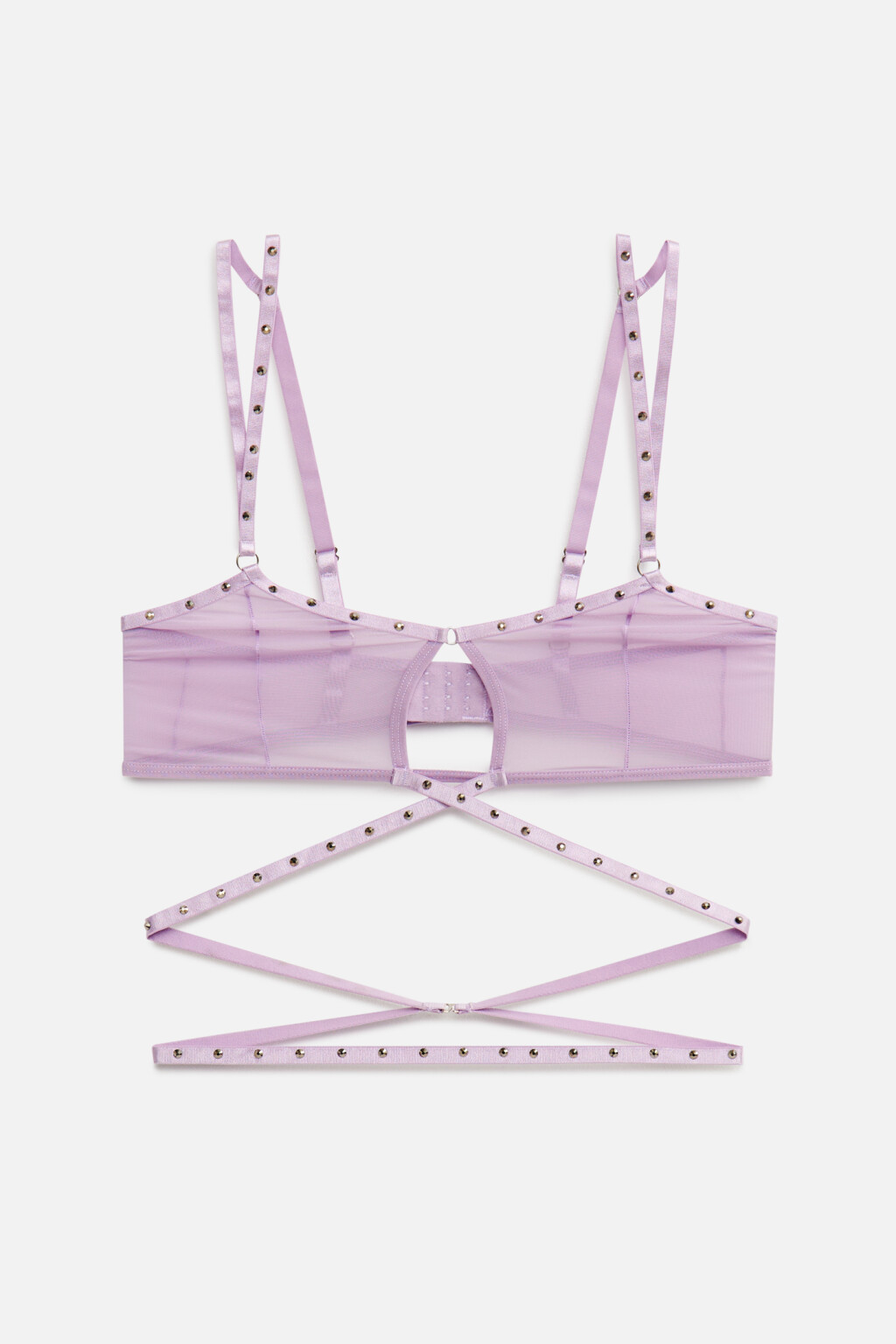 бюстгальтер-топ со шнуровкой и стразами - цвет сиреневый - 4