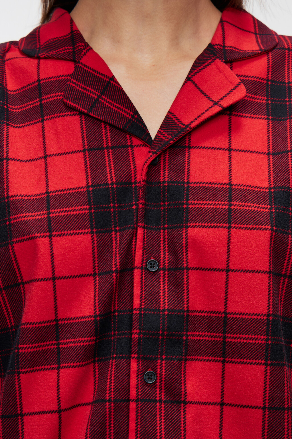 Рубашка пижамная клетчатая унисекс - цвет красный - 5