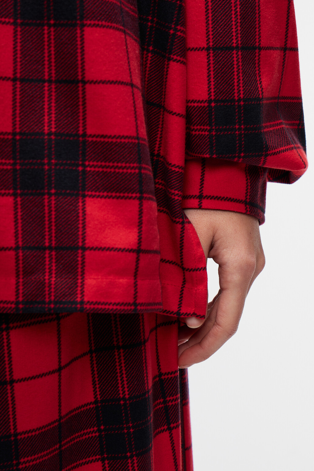 Рубашка пижамная клетчатая унисекс - цвет красный - 6
