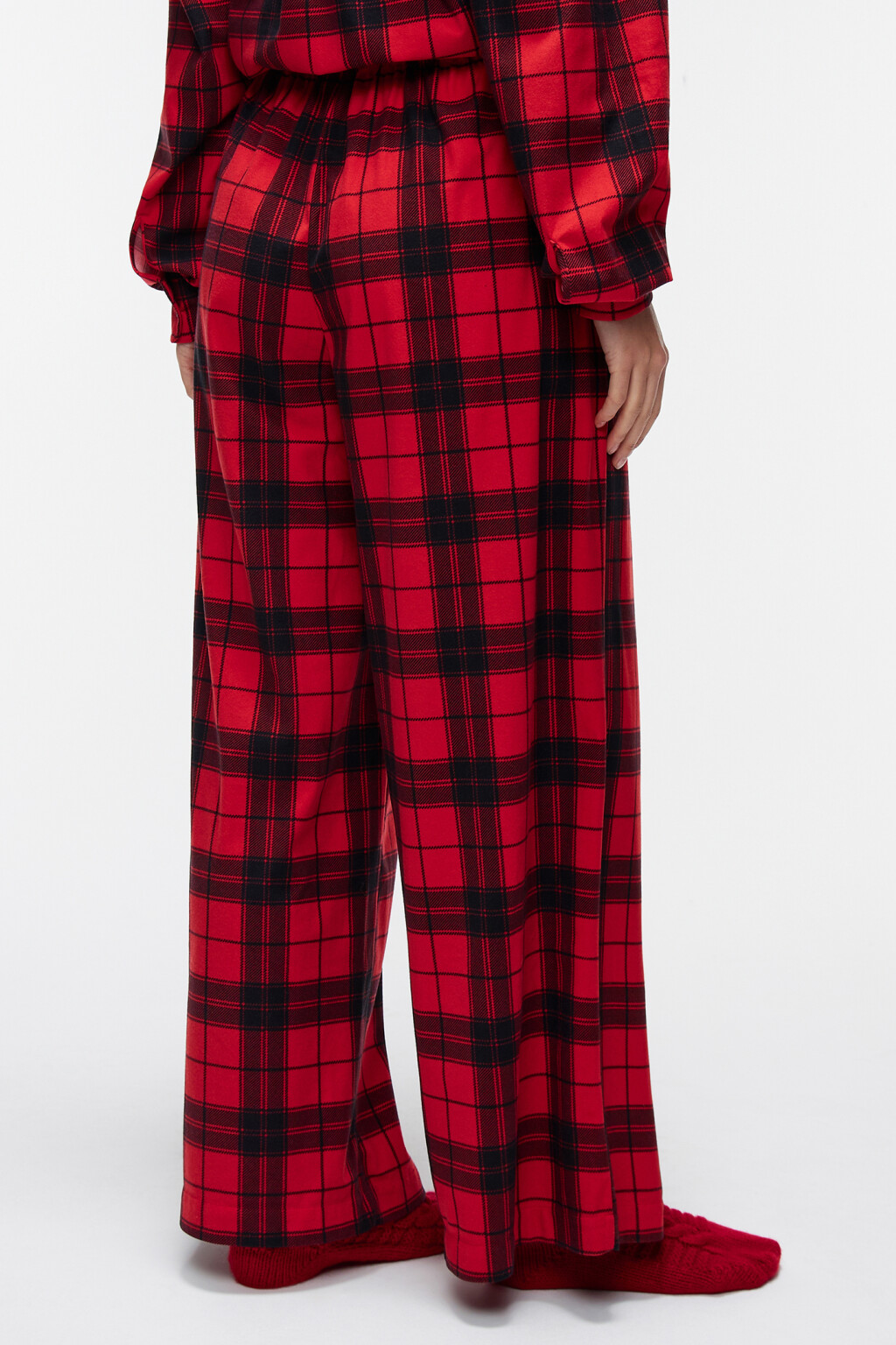 брюки пижамные клетчатые унисекс - цвет красный - 3